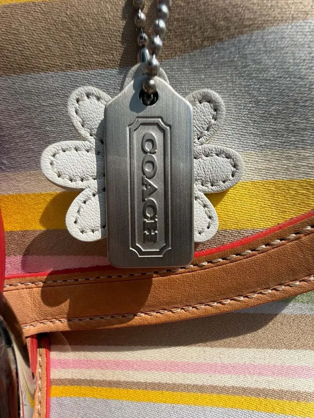 Coach Soho Multi-Stripe Canvas and Leather Satchel with Daisy Charm